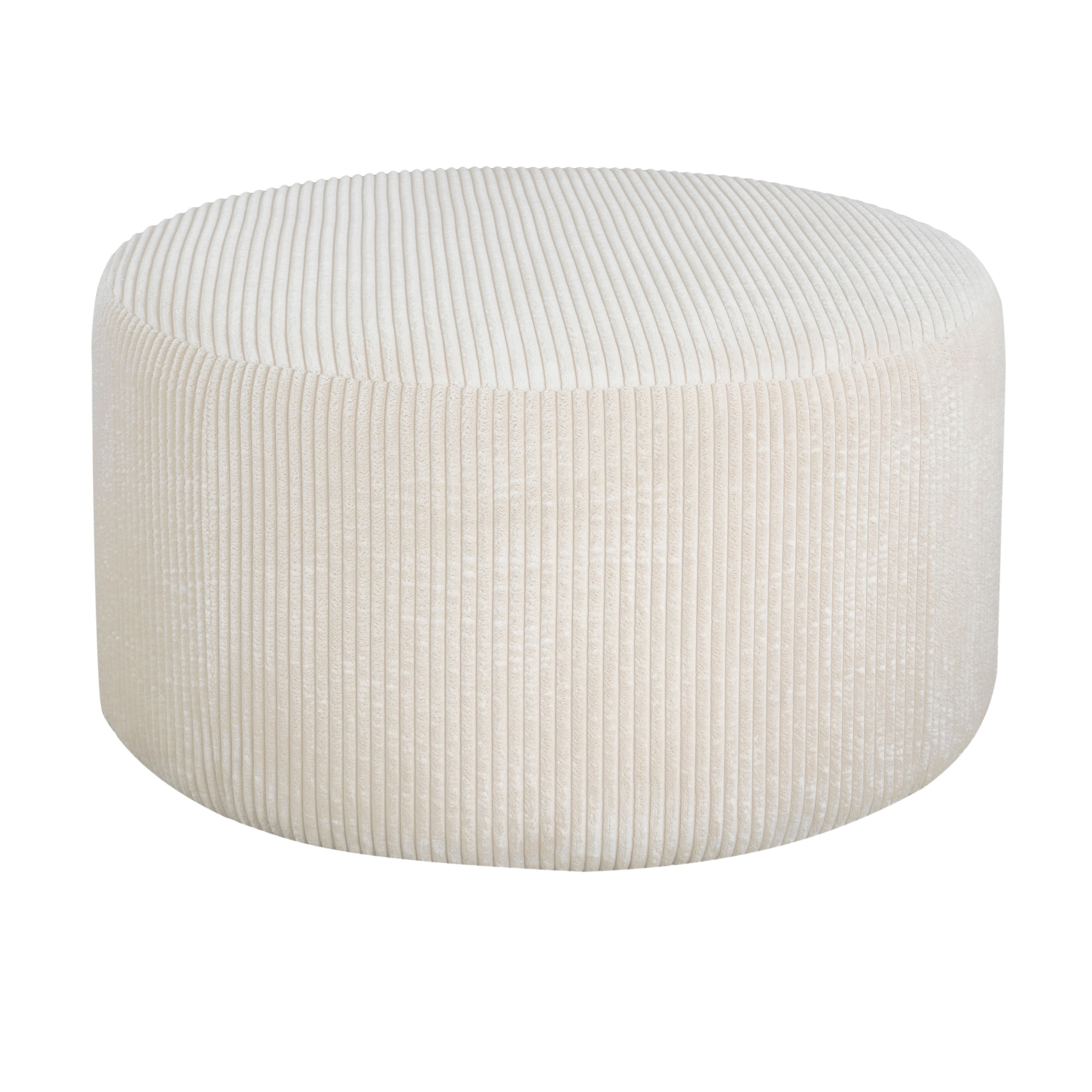 Christopher Knight Home 30" Corduroy Upholstered Round Ottoman, Wood Frame, Beige