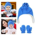 thumbnail image 6 of 1 Set  Hat Trapper Hat for Baby Newborn Ear Flap Caps Infant Snow Gloves, 6 of 8