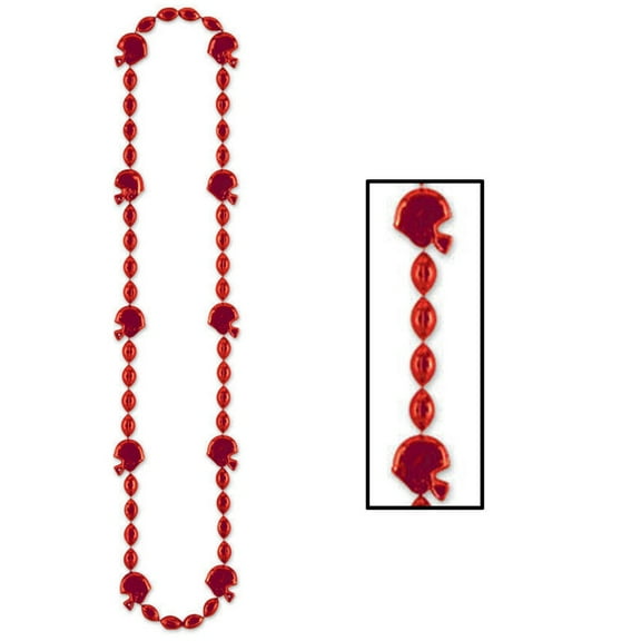 Party Central Club Pack of 12 Red Football Helmet Beaded Party Necklaces 36"