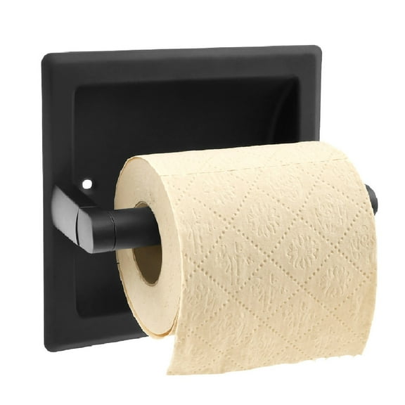 Dznils Stainless Steel Recessed Toilet Paper Holder Wall Mounted, Matte Black