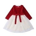 thumbnail image 3 of URMAGIC 3M-9T Kids Toddler Baby Girl Christmas Dress Red Velvet Long Sleeve Dress Christmas Outfits Set, 3 of 6