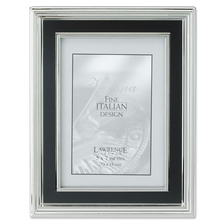 - 5x7 Silver Plated Metal Picture Frame - Satin Black Inner Panel