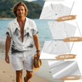 thumbnail image 3 of Tsovthrid Ink-Wash Mountain Print Linen-Like Matchable Couple Men Short Sleeve Shirt Women Sleeveless Sundresses Summer Boho Shirt Dress with Pockets Travel Outfit for Husband and Wife, S, 3 of 7