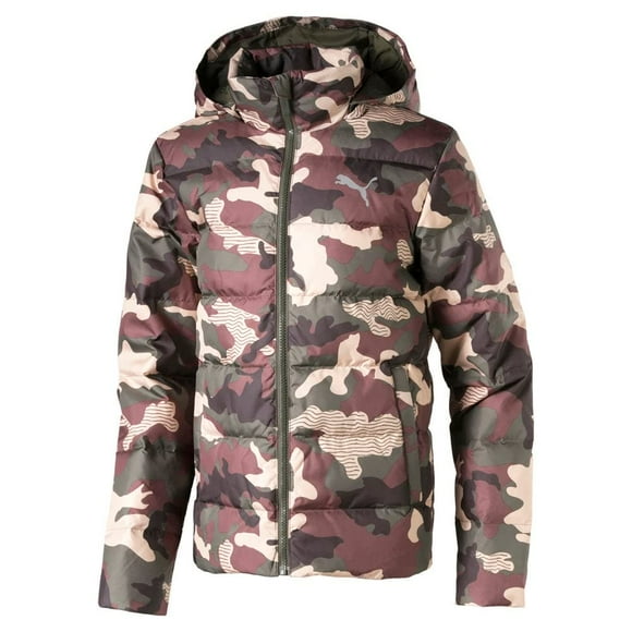 Puma Kids Boys Classics Aop Down Camo Full Zip Jacket Coats Jackets Outerwear Casual Reflective - Green - Size XS