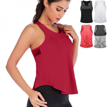 Promotion Clearance Women Vest Quick-Drying Split Hem Outdoor Sports Yoga Fitness Vest Solid Color Breathable Ladies Sports Vest