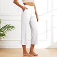 thumbnail image 2 of Krdevn Womens High Waist Linen Blend Cropped Pants Wide Leg Casual Loose Fit Trousers with Pockets,M, 2 of 5