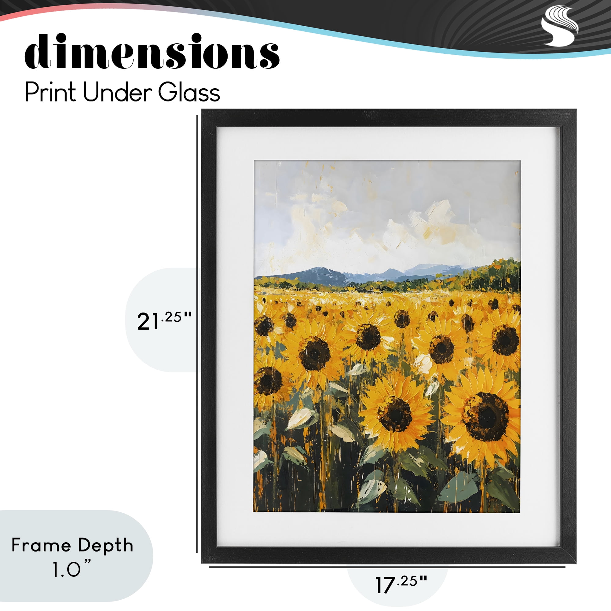 Stupell Industries Beautiful Sunflowers in Field Black Framed Print Under Glass, design by Creative Studio