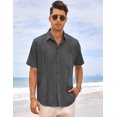 thumbnail image 2 of COOFANDY Men's Short Sleeve Linen Shirt Cuban Beach Shirts Casual Button Down Shirts, 2 of 6
