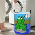 thumbnail image 7 of DouZhe Waterproof Collapsible Large Laundry Baskets, Cartoon Fishing Frog Prints Circular Hamper with Handles, 7 of 7