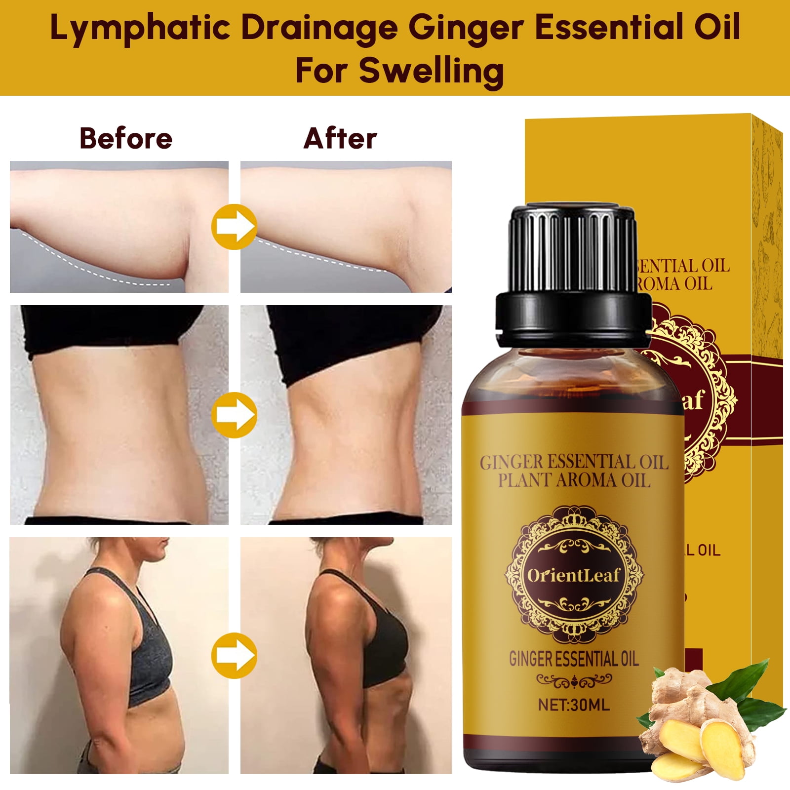 Buy Orientleaf 100 Pure Lymphatic Drainage Ginger Oil Ginger Essential Oil Belly Drainage