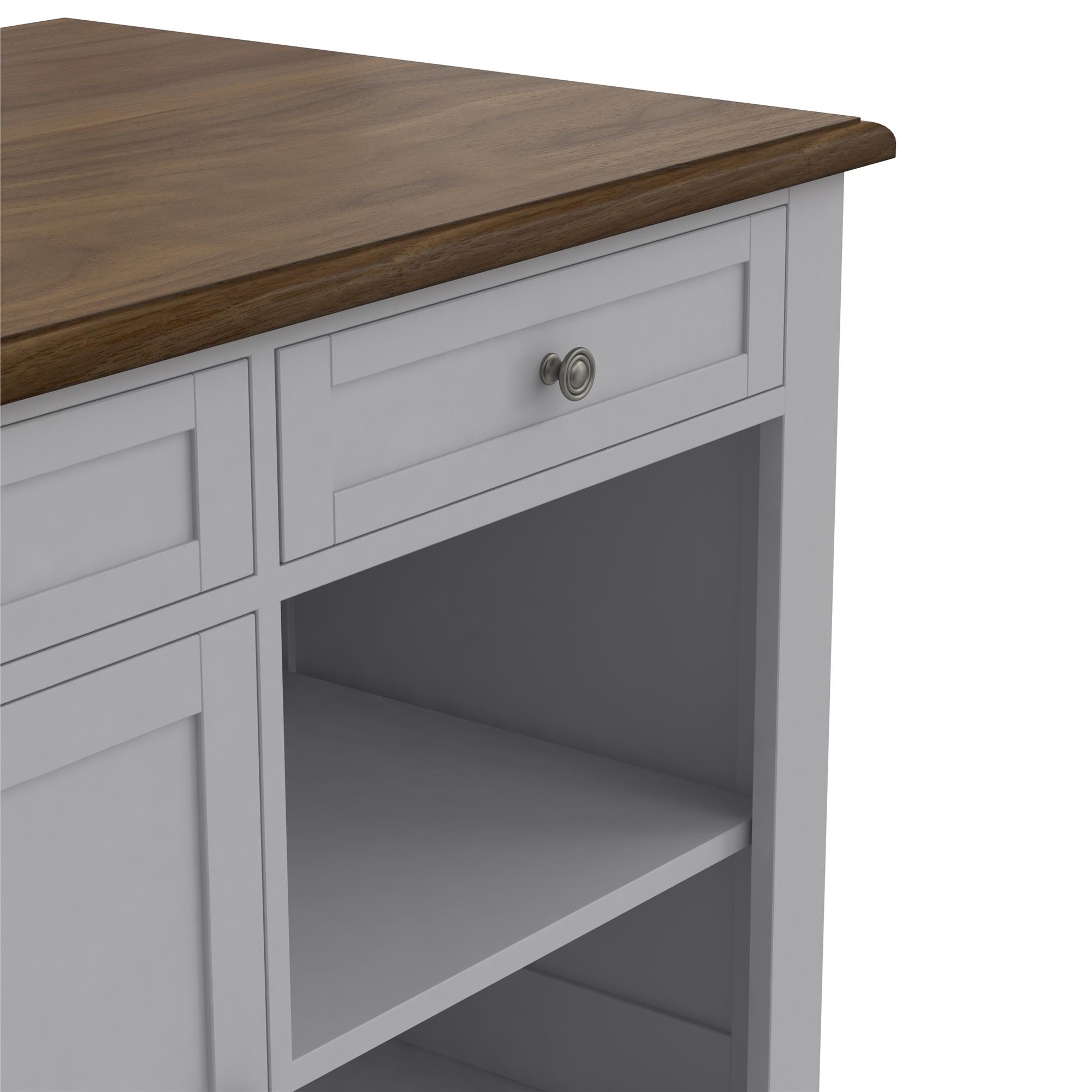 Kelsey Kitchen Island with 2 Stools and Drawers, Gray - image 4 of 28