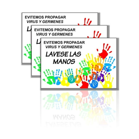 

Lavase Las Manos Rotulos 4 in. x 6 in.︱Por Favor Lavarse Las Manos Sticker Signs Pack of 3
