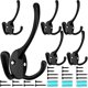 thumbnail image 1 of Paquete de 6 ganchos para abrigos de tres puntas grandes y resistentes montados en la pared con 24 tornillos (dos tipos de tornillos incluidos) Ganchos rústicos retro de doble utilidad para C gru, 1 of 5