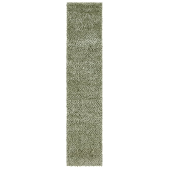 SAFAVIEH Tahoe Ainsley Geometric Shag Runner Rug, Sage, 2' x 5'