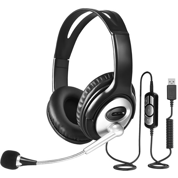 Noise Reduction USB Wired Headset with Mic Stereo Surround Super Bass