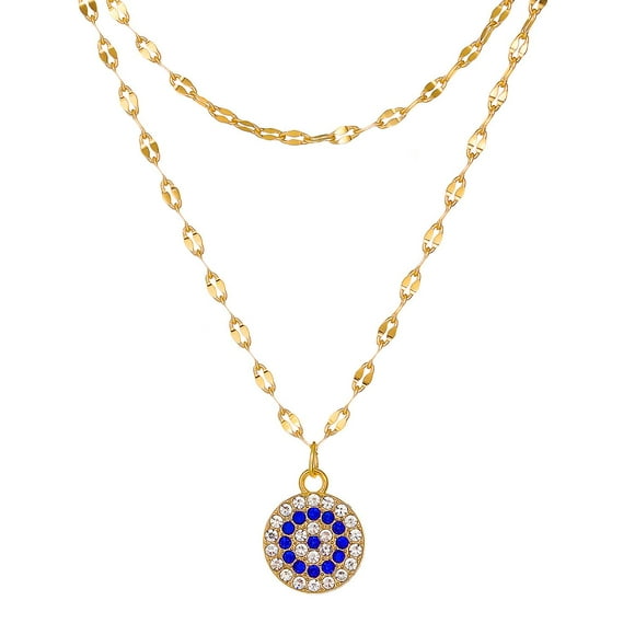 Evil Eye Necklace Crystal Eye Pendant Necklace Silver Blue Evil Eye Necklace