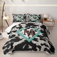 thumbnail image 2 of Feelyou Vintage Brown Alphabet M Bed Spread Queen for Women Men, Turquoise Western Cowhide Queen Coverlet Set, 3 Pieces, 2 of 7