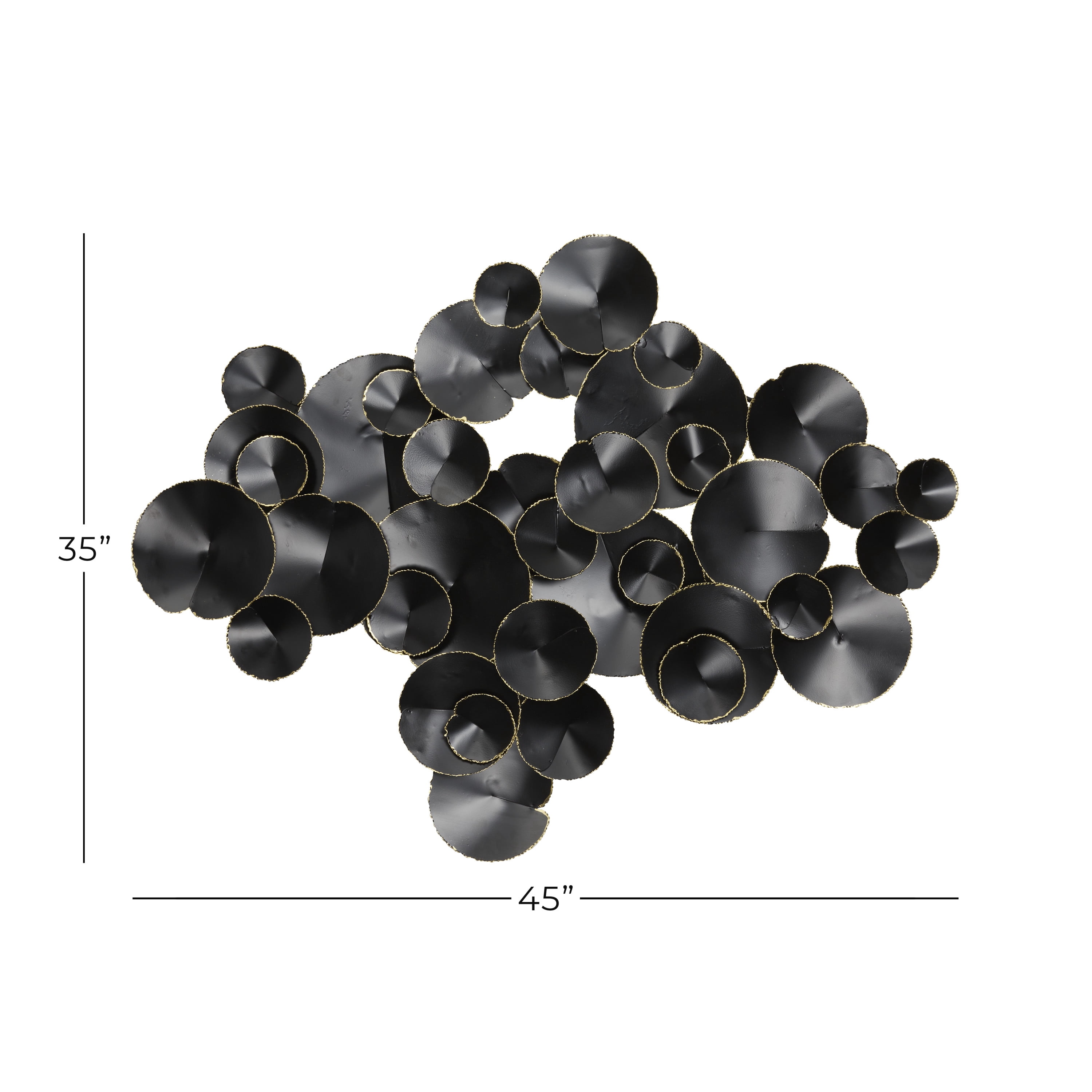 DecMode Black Metal Plate Wall Decor with Uneven Edges