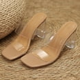thumbnail image 4 of Jsaierl Sandals for Women Casual Summer, Round Head Mules Crystal Heel Fashion Slippers High Heel Sandals Size 4.5, 4 of 9