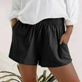 thumbnail image 4 of Cotton Linen Shorts for Women with Pockets Loose Shorts for Womens Summer Casual Solid Color High Waist Short (Black XL), 4 of 6