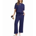 thumbnail image 2 of Two Piece Sets for Women Summer Outfits Wide Leg Crop Pants Lounge Sets Beach Vacation Clothes 4XL, 2 of 9