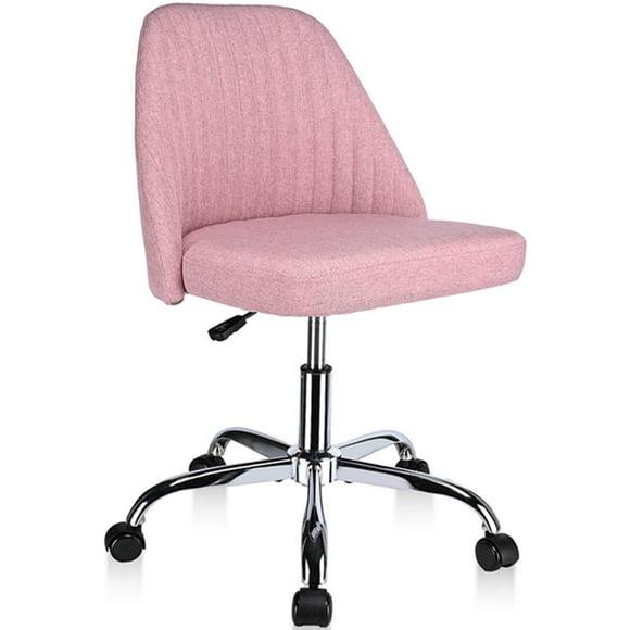 Home Office Desk Chair, Modern Linen Fabric Chair Adjustable Swivel Task Chair Mid-Back Cute Upholstered Armless Computer Chair