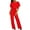 Red, variant on Pants for Women Short Sleeve Playsuit Clubwear Straight Leg Jumpsuit with Belt