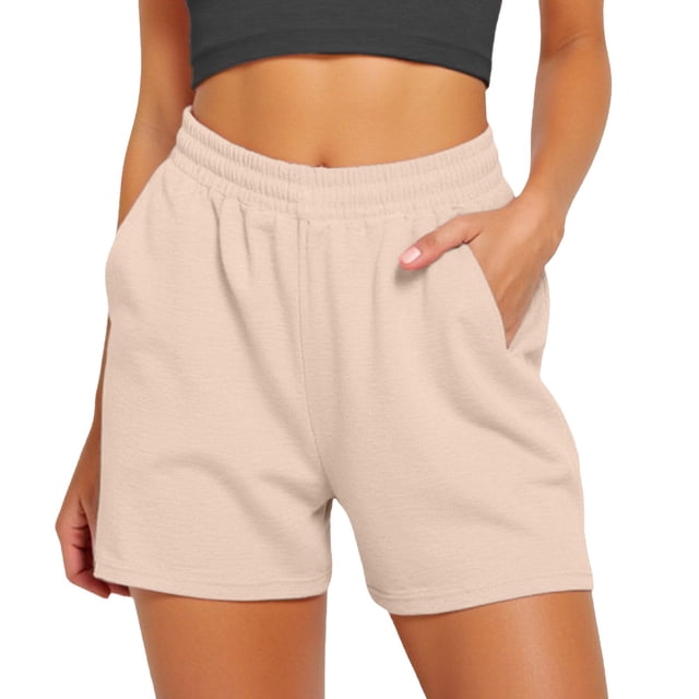 MKLEKYY Pantalones Cortos Para Mujer, Informales, De Verano, Con Cordón, Cómodos, Elásticos, De Cintura Alta, Para Correr Y Con Bolsillos