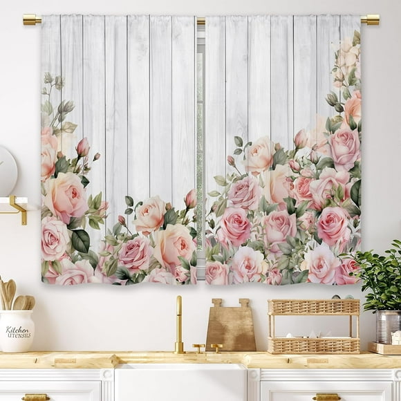 Tier and Valance Window Curtain Set - 52 Inch Width, 24 Inch Length - Live, Love, Laugh (Navy) - Light Filtering Drapes for Kitchen, Bedroom, Living & Dining Room by Achim Home Decor