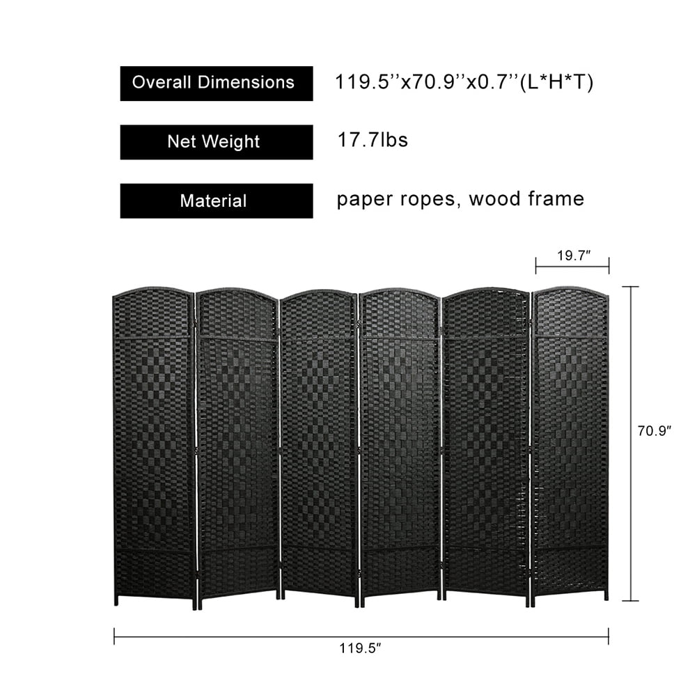 Kadyn 6 Panel Room Divider for Office, Folding Privacy Screen for Study, Freestanding Room Screen, Black Kadyn 6 Panel Room Divider for Office, Folding Privacy Screen for Study, Freestanding Room Screen, Black