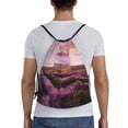 thumbnail image 2 of Drawstring Backpack - Lavender Fields Mirror Cube Splash Proof Small Drawstring Gym Bag for Women Men, Cinch Sports String Bag Backpack for Travel Swimming Beach, 2 of 8