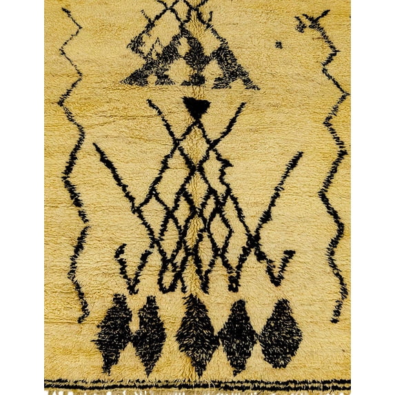 Ahgly Company Indoor Rectangle Abstract Saffron Yellow Abstract Area Rugs, 7' x 10'