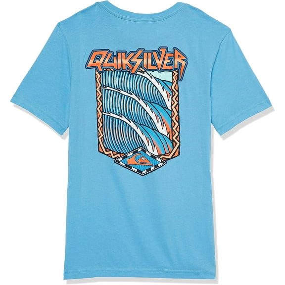 Quiksilver Kids' Boys' Youth T-Shirt Retro Waves Short Sleeve Crewneck Tee (Small, Azure Blue)