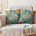 thumbnail image 6 of Boho Orange Blue Throw Pillow Covers 20x20 inch Set of 2, Bohemian Carpet Double Sided Pattern Soft Plush Cushion Cover for Couch Sofa Bed Decorative, Only Pillowcase (No Insert), 6 of 6