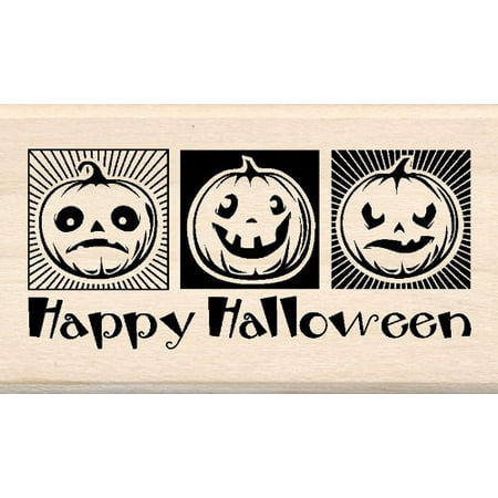 Jack Russell Terrier Stamps - Halloween Collection - Wood Mounted Stamps - Three Jack-O-Lanterns By Inkadinkado ()