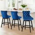 thumbnail image 3 of TEWLOSS Bar Stools Set of 3 Swivel 30" Velvet Barstools for Kitchen Island, Blue, 3 of 9