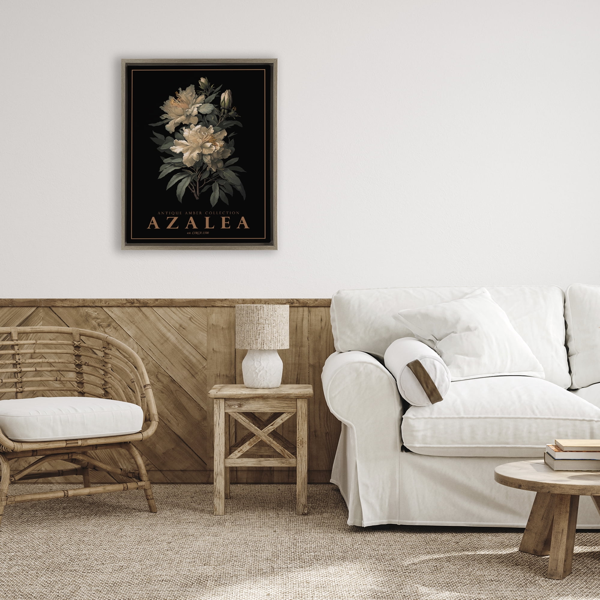 Stupell Industries Antique Azalea Bushel Brown Framed Floater Canvas Wall Art, design by Christopher Giampietro