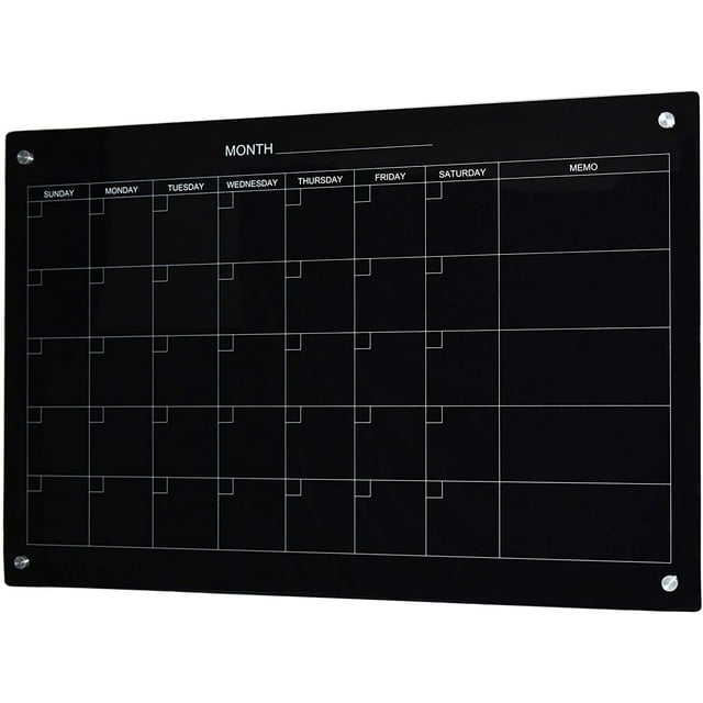 Audio-Visual Direct Ensemble de Tableau Blanc Calendrier en Verre - 90 x 120 cm - (Magnétique, Noir)