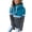 Blue, variant on Fesfesfes Women Hooded Casual Patchwork Pullover Turleneck Hoodies Long Sleeve Drawstring Hooded Tops Sweatshirt Clothes Sale