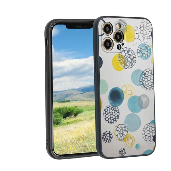 Compatible with iPhone 12 Pro Max Phone Case, Geometric-Circles-143 Case Men Women, Flexible Silicone Shockproof Case for iPhone 12 Pro Max