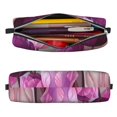 thumbnail image 2 of Yiaed Purple And Pink Tulip Bouquet Print Leather Pencil Case - Leather Pen Pencil Holder - Elegant & Practical Pencil Pouch for Work & Office, 2 of 7