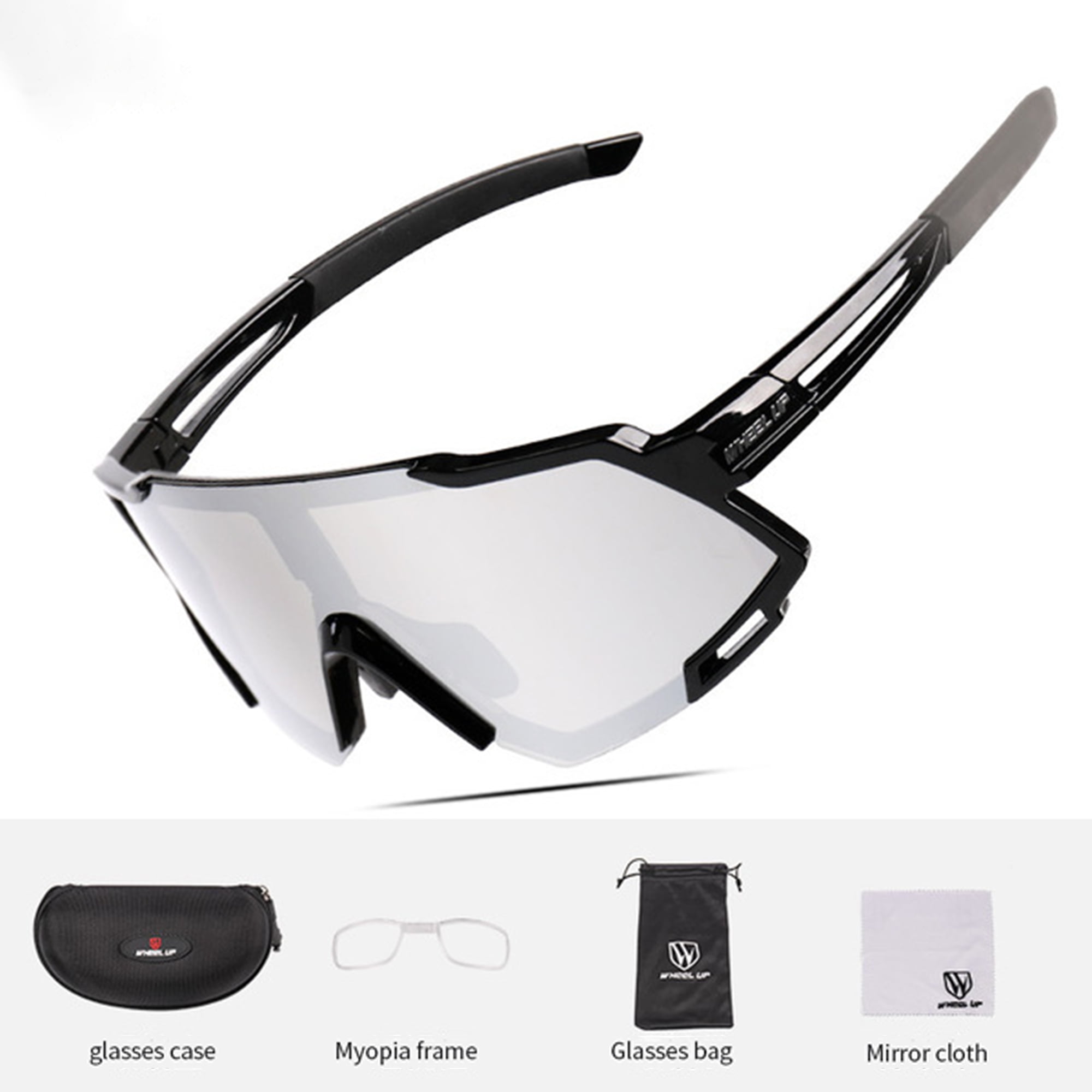 Mens Ladies Wrap Around Sports Biker Visor Ski Fishing Sunglasses White Black 