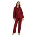 thumbnail image 3 of Amaxer Women's 100% Cotton Cozy Flannel Pajama Set - Long Sleeve Button-Up Top with Elastic Waist Pants, Warm & Soft Sleepwear, Red Christmas Plaid-2, XL, 3 of 6