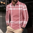 thumbnail image 1 of Blusa y camisa de manga larga con cuello vuelto para hombre, informal, con estampado, de manga larga, con solapa y media cremallera, deportiva, de poliéster., 1 of 3