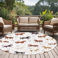 thumbnail image 4 of Beige Brown Horses Round Area Rug 5Ft Washable Circle Rugs for Living Room Bedroom, Horseshoes Farmhouse Abstract Art Non-Slip Carpet Floor Mats Indoor Outdoor Carpet Runner Aesthetic Home Decor, 4 of 8