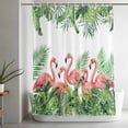 thumbnail image 5 of Shower Curtains for Bathroom-36"x72",Rustic Pink Flamingo Green Leaves Waterproof Bath Curtain Grommet Shower Curtain Set with Hooks, 5 of 9