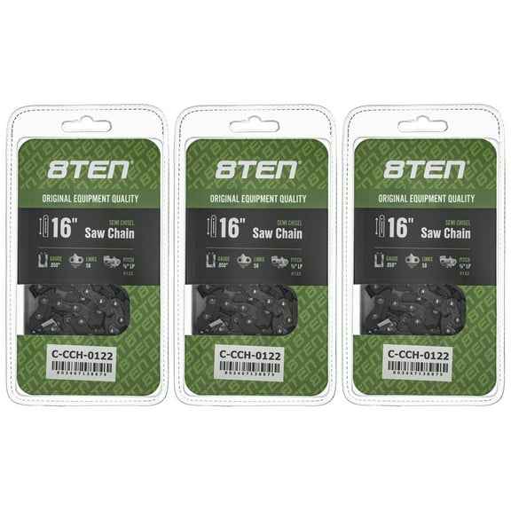 Semi Chisel Chainsaw Chain 16 inch .050 3/8 LP 58DL for Remington Wen 3 Pack 810-CCC2344H