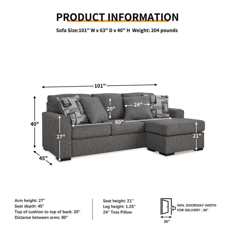 Signature Design by Ashley Gardiner Pewter Sofa Chaise - Walmart.com