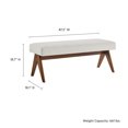 thumbnail image 4 of Accent Chair Bench, Ivory White, Fabric, Wood, Living Room Lounge Cafe Lobby Hospitality Restaurant, Modern Contemporary, HB37632, 4 of 9
