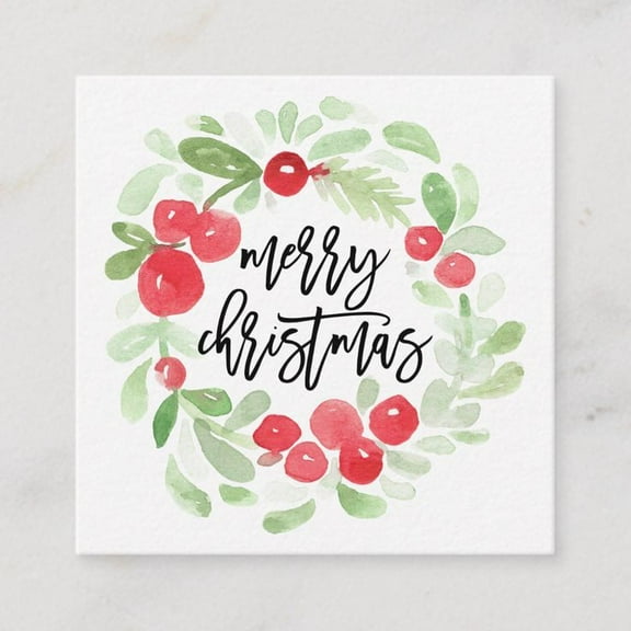 Merry Christmas Card with Wreath Design – Festive Watercolor Style – Blank Inside for Personal Messages – Perfect Holiday Greeting Card for Friends & Family